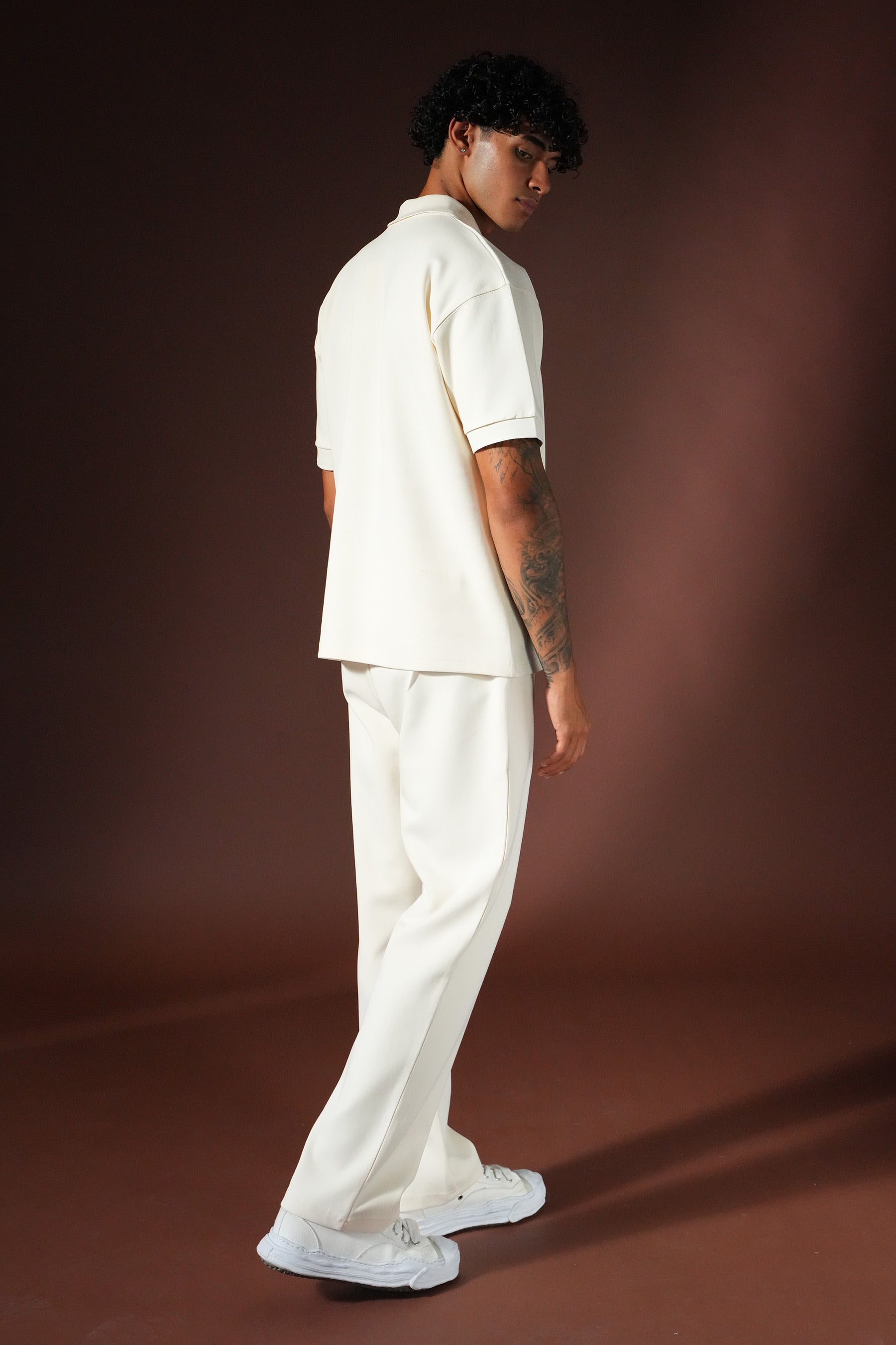 Ensemble « H » Polo Zippé & Pantalon – Beige