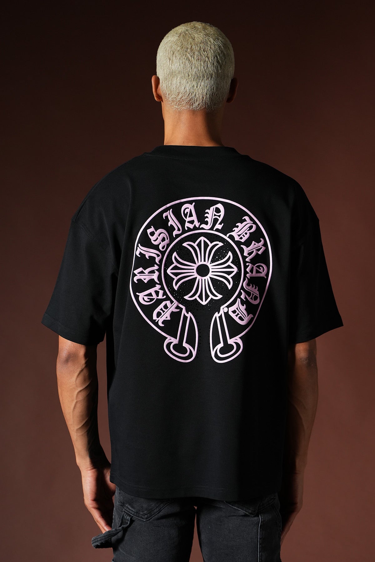 T-shirt Oversize Graphic – Noir / Rose