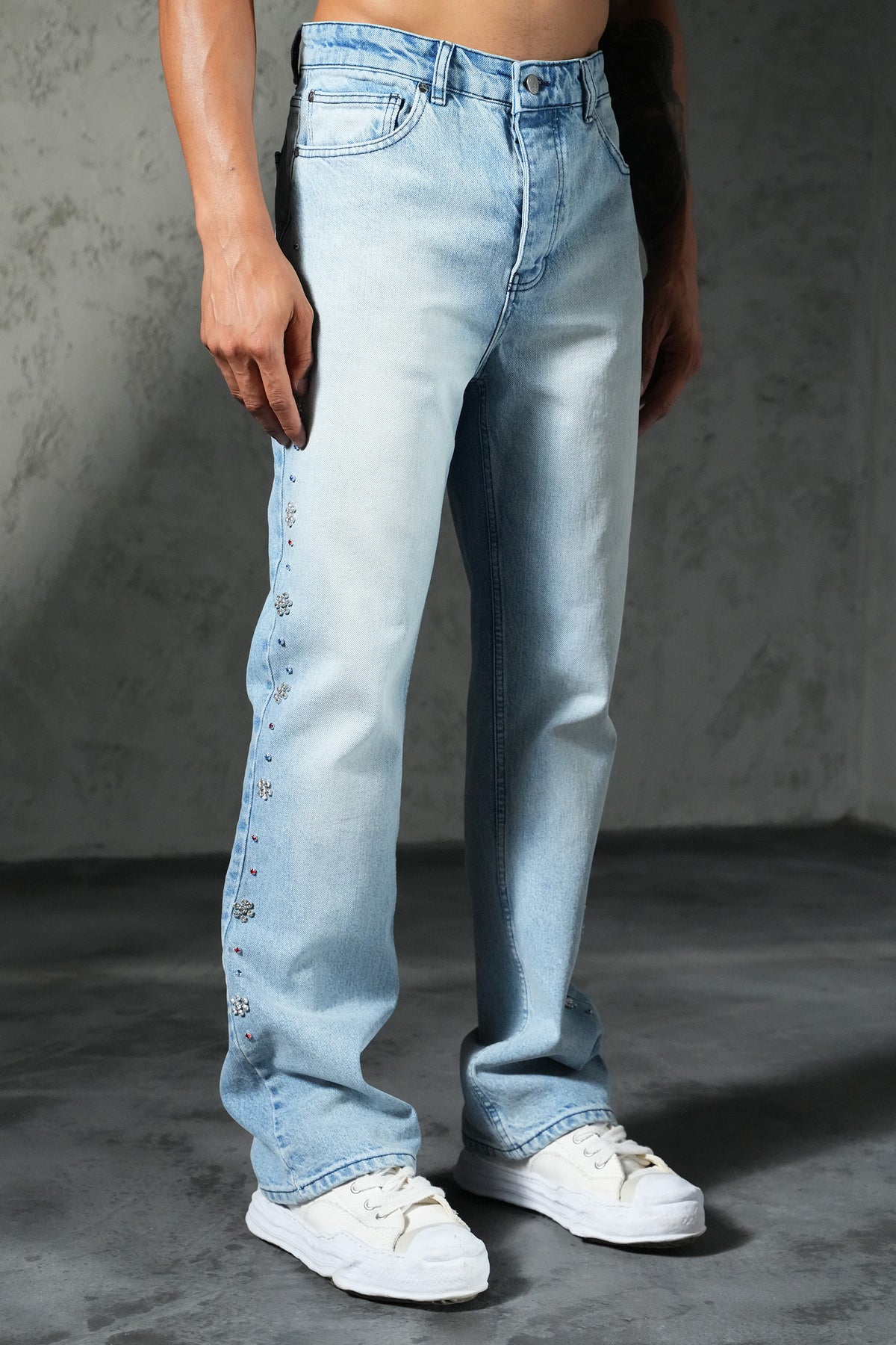 Jean Flare Strass – Bleu Clair