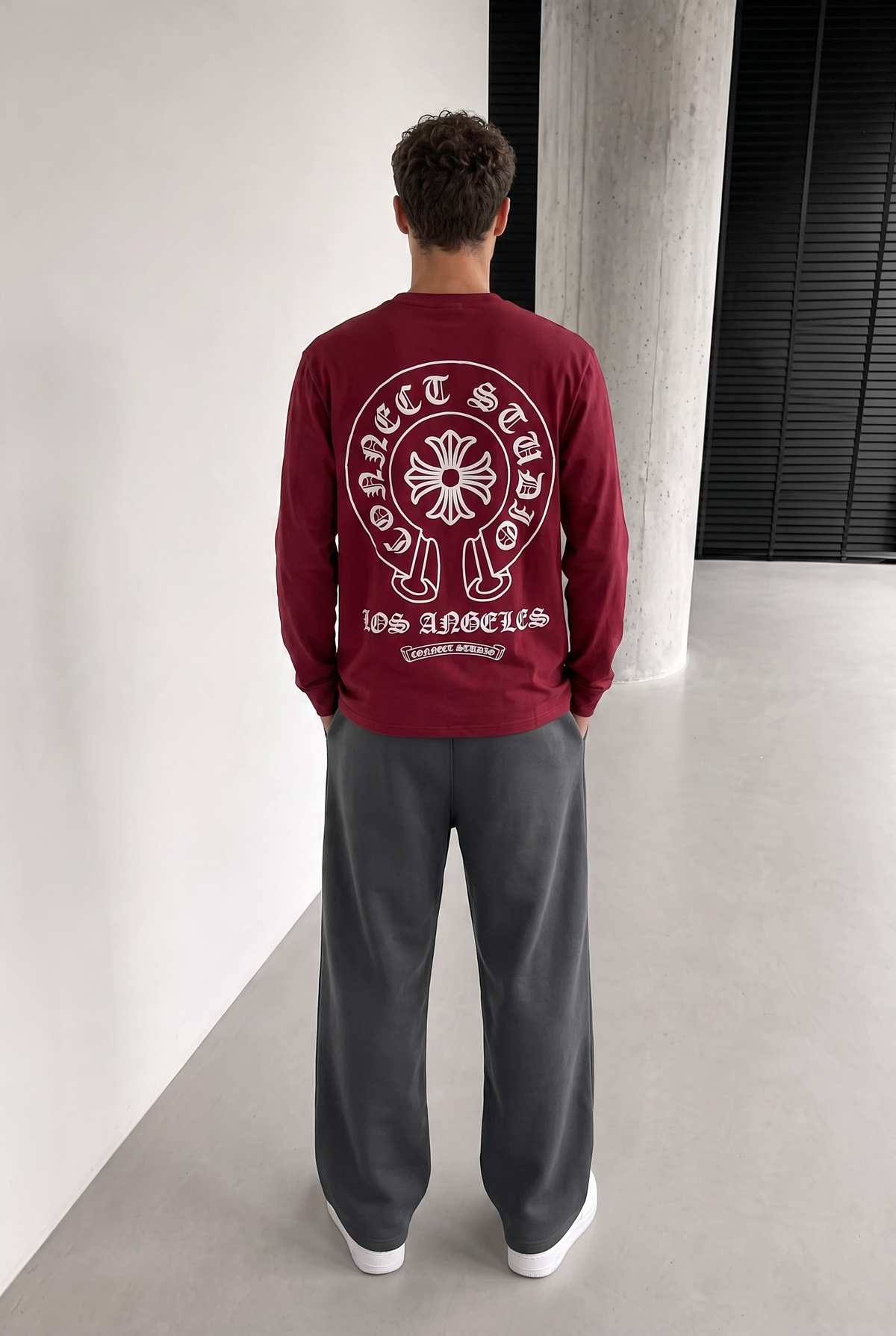 T-shirt Manches Longues “Connect Studio” – Bordeaux