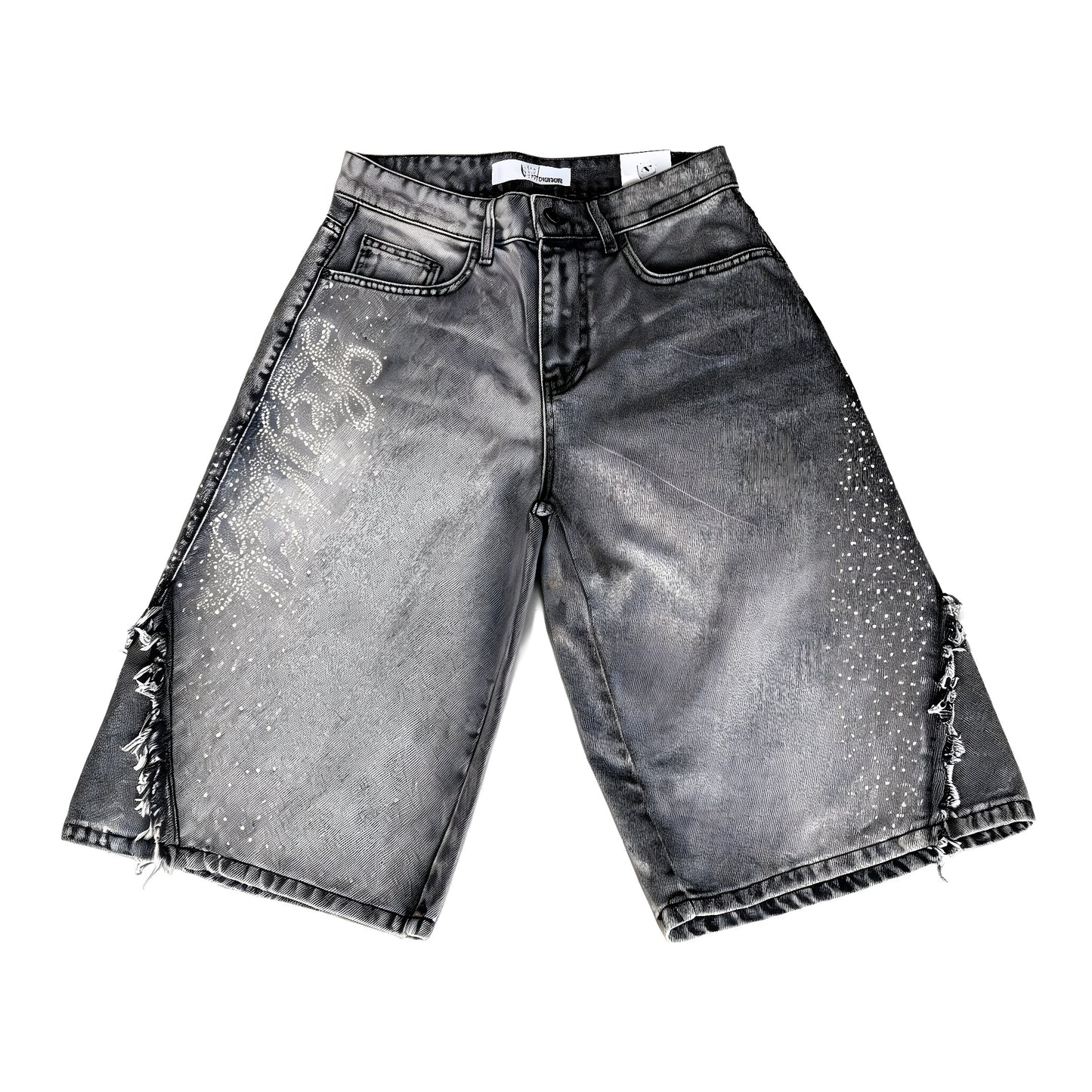Shorts Baggy Délavé Strass — Washed Grey