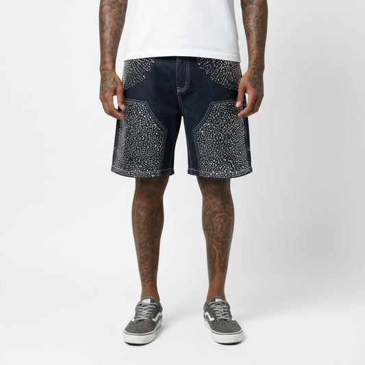 Short en dark jean strass