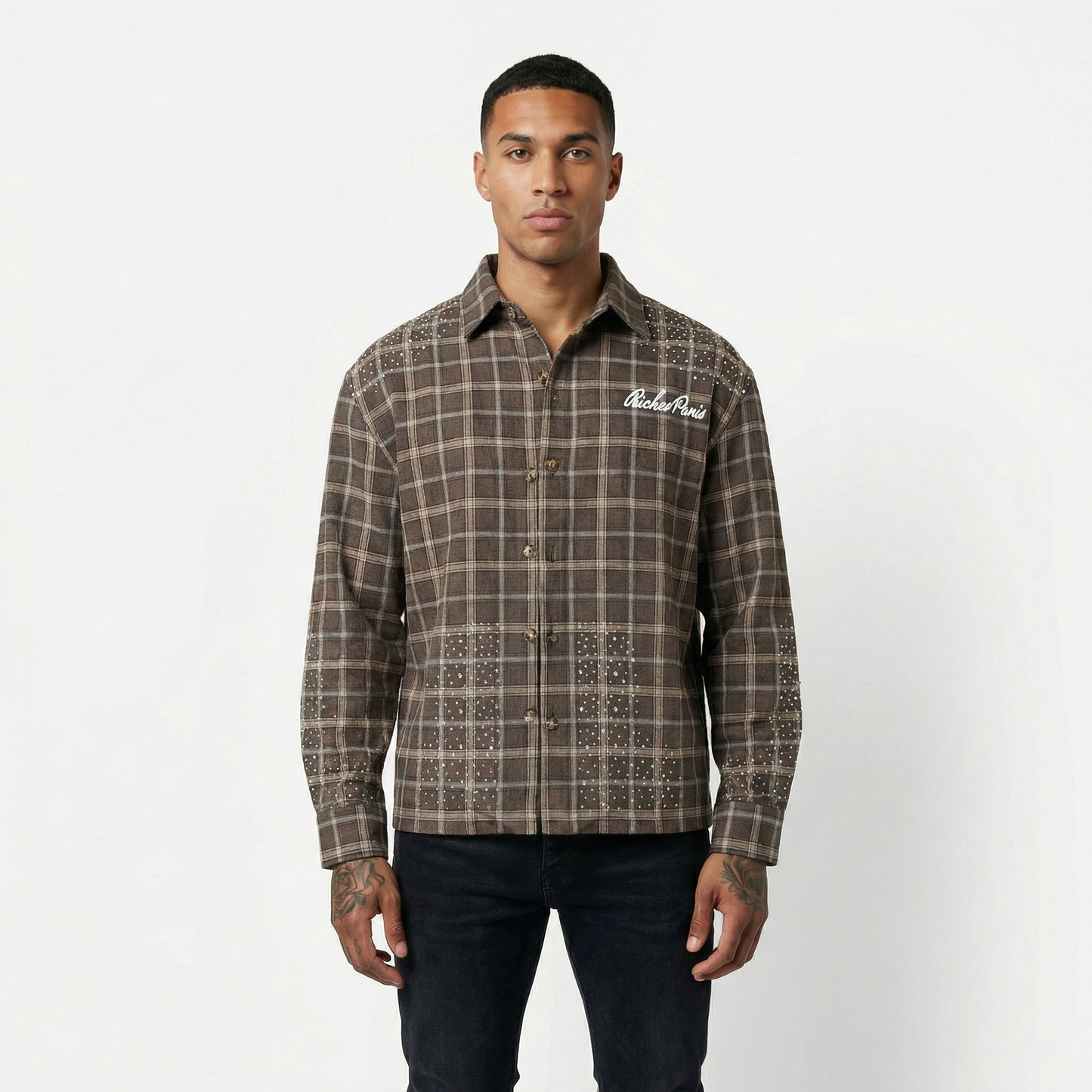 Chemise à carreaux Riches Paris – Rhinestones