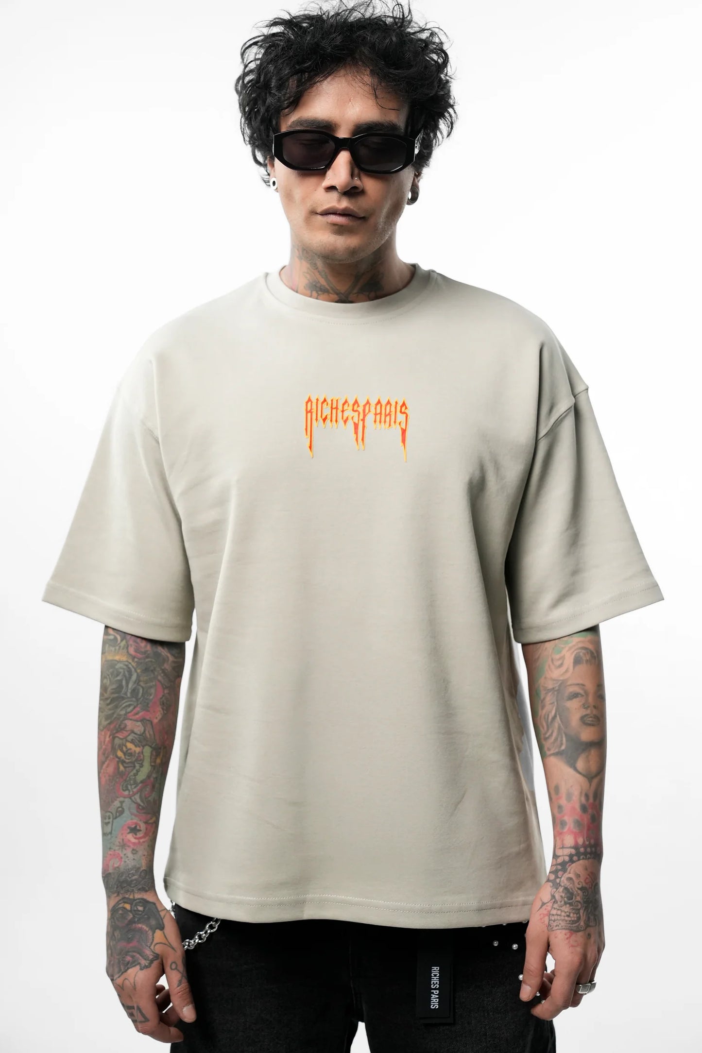 T-SHIRT RICHES PARIS "FLAMME" GRIS