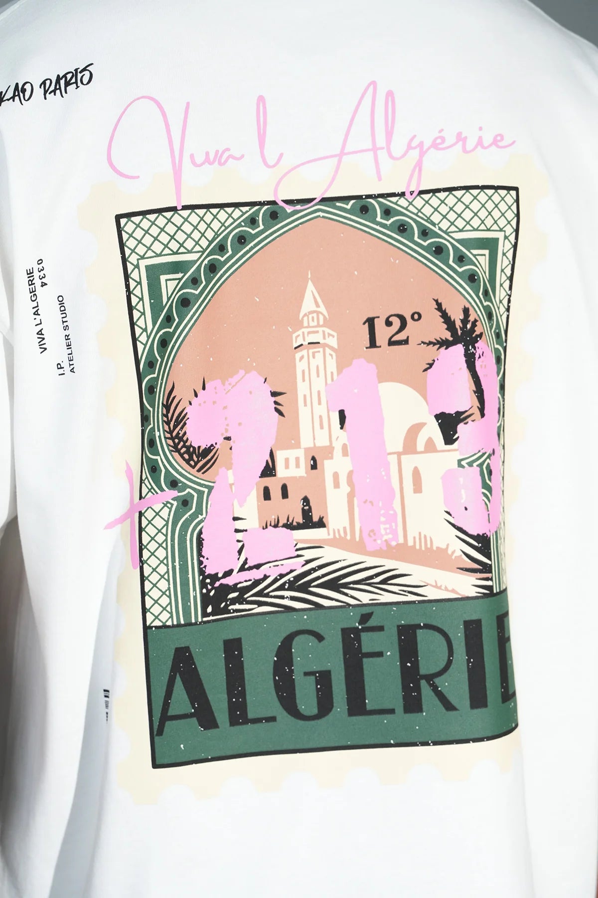 T-shirt Oversize "Viva l’Algérie"- Blanc et Noir